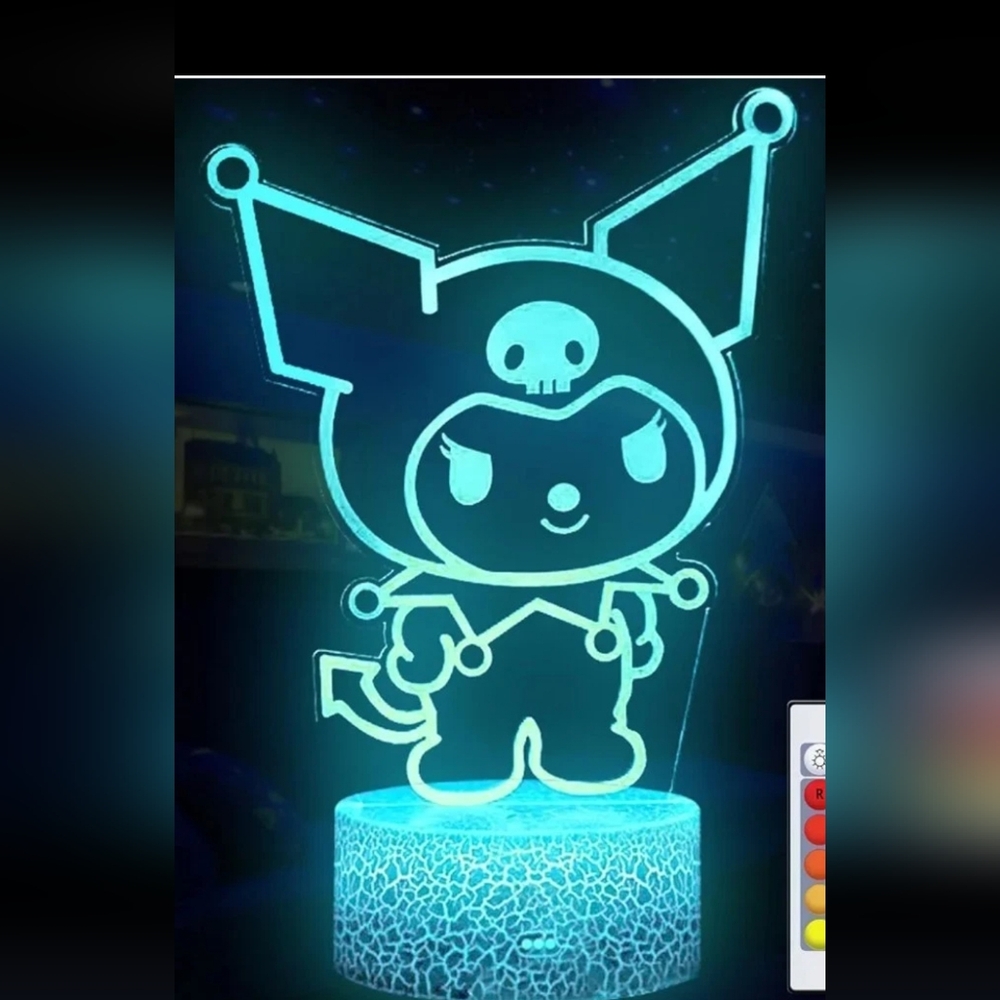3D Touch Lamp Kuromi 7 Multi-colors Remote USB With Stand NIB